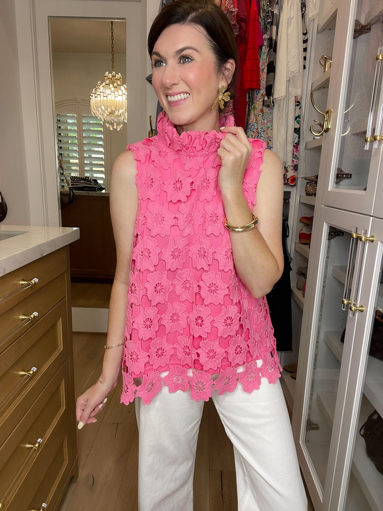 Tale as Old as Time Lace Tank in Pink