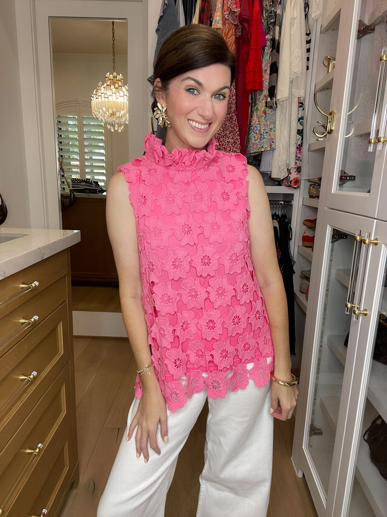 Tale as Old as Time Lace Tank in Pink