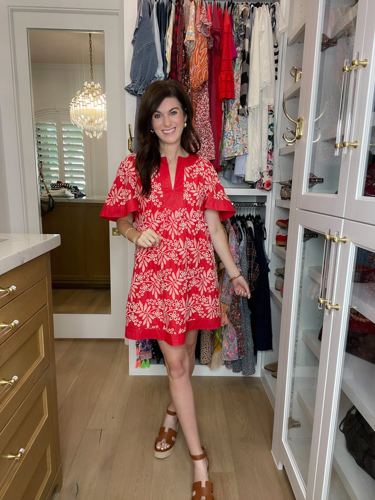 Sweet Talk Eyelet Dress in Red