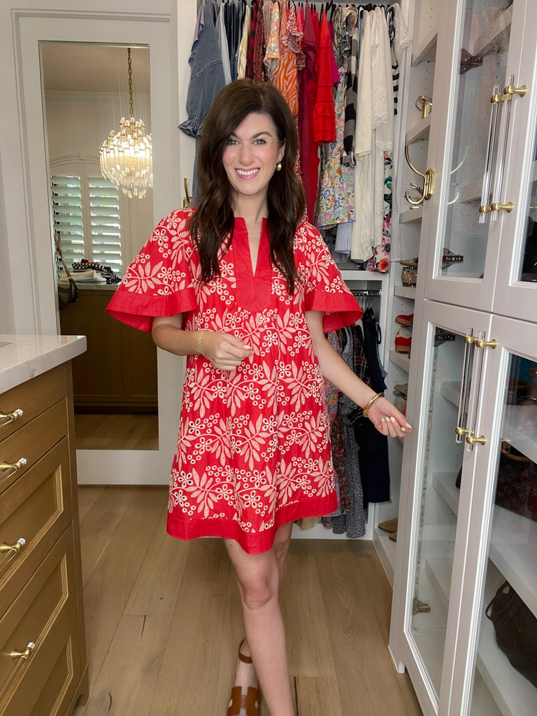 Sweet Talk Eyelet Dress in Red