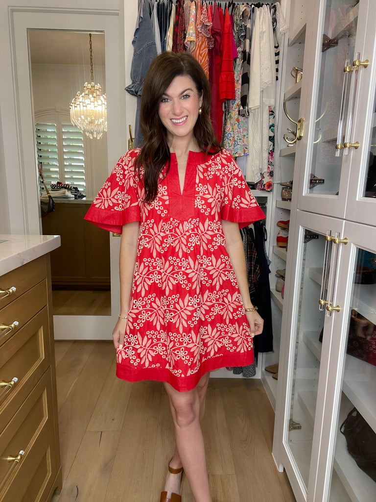 Sweet Talk Eyelet Dress in Red
