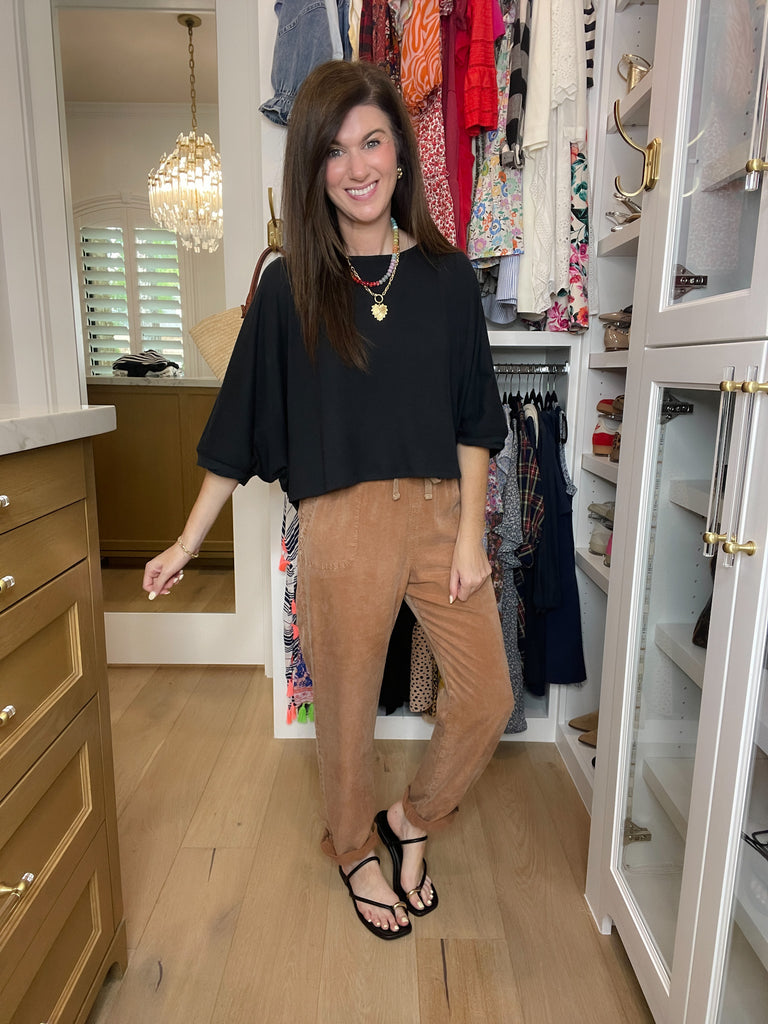 Flirty Flair Batwing Sleeve Top in Black