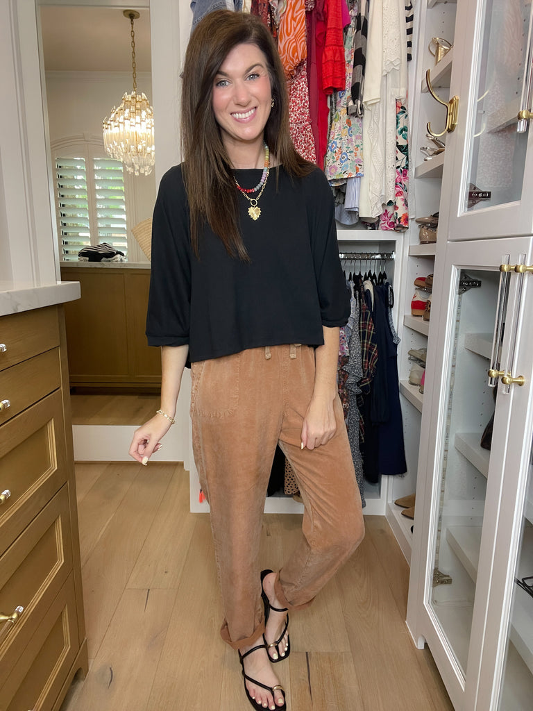 Flirty Flair Batwing Sleeve Top in Black