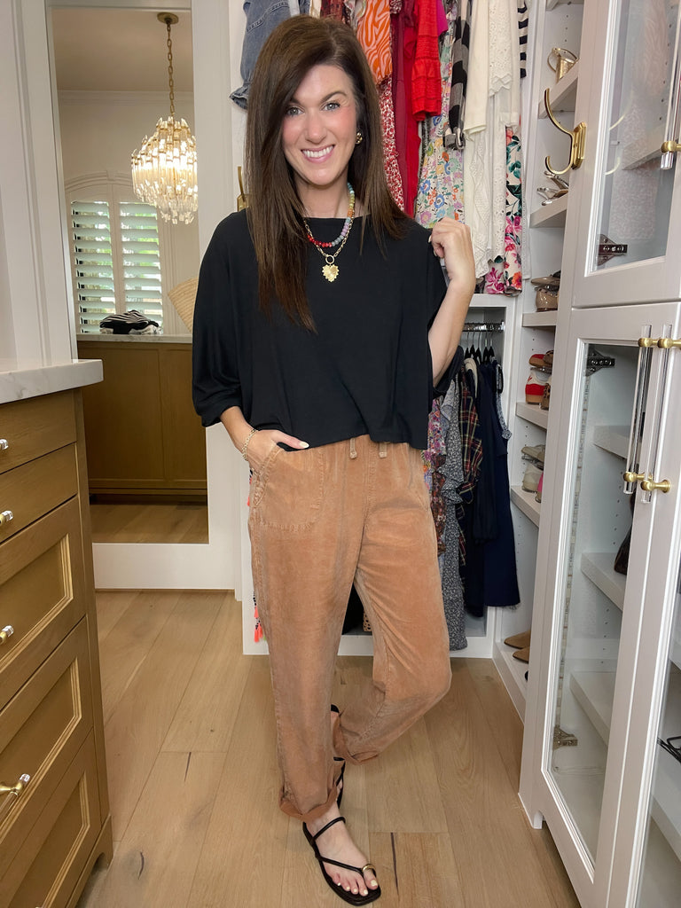 Everyday Escape Mineral Washed Pants in Camel