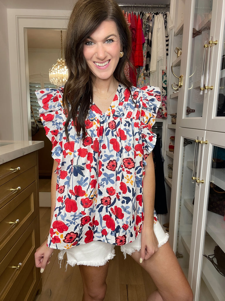 Victory Garden Pleated Top