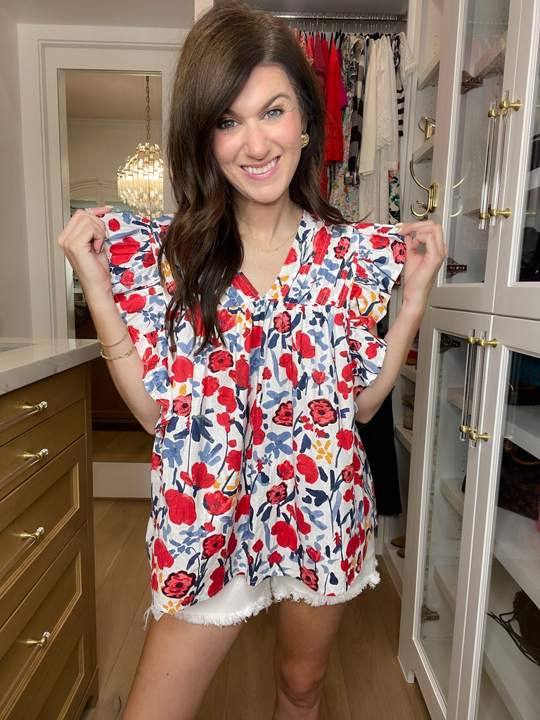 Victory Garden Pleated Top