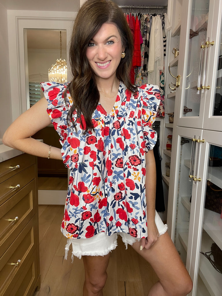 Victory Garden Pleated Top