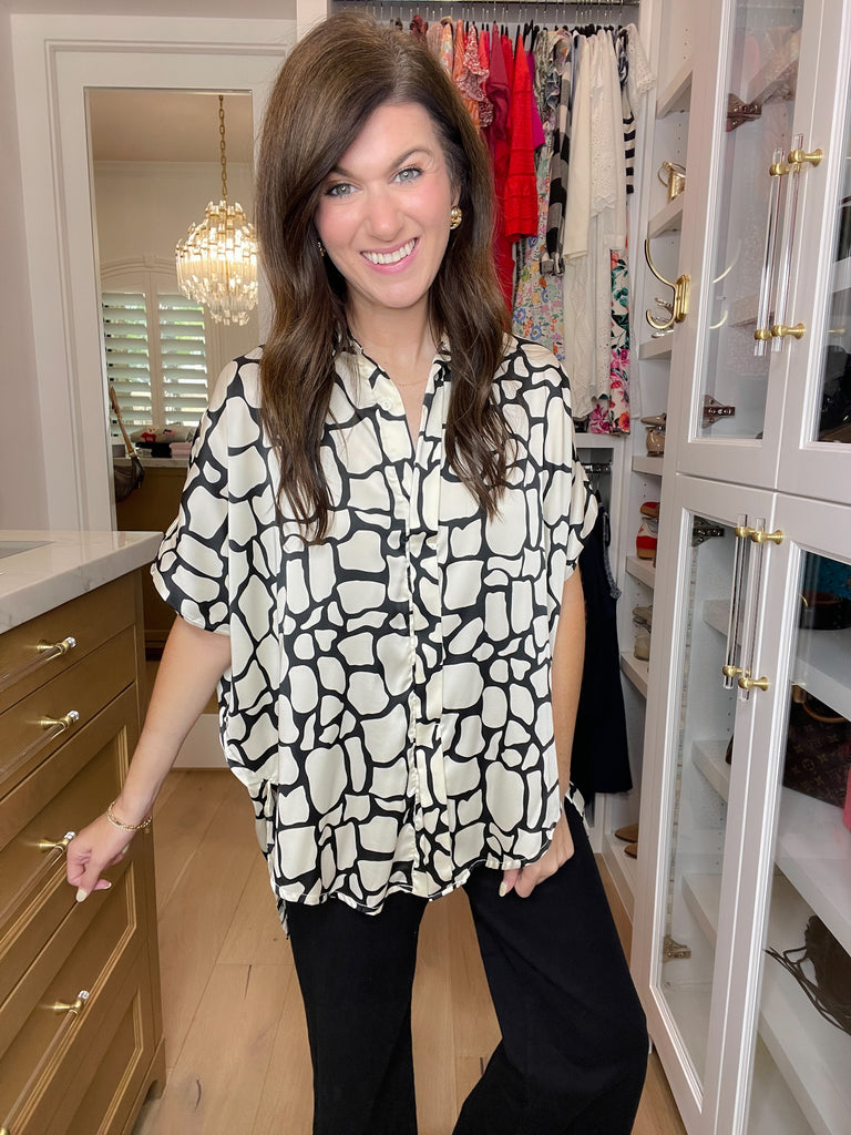 Just the Beginning Button Down Top