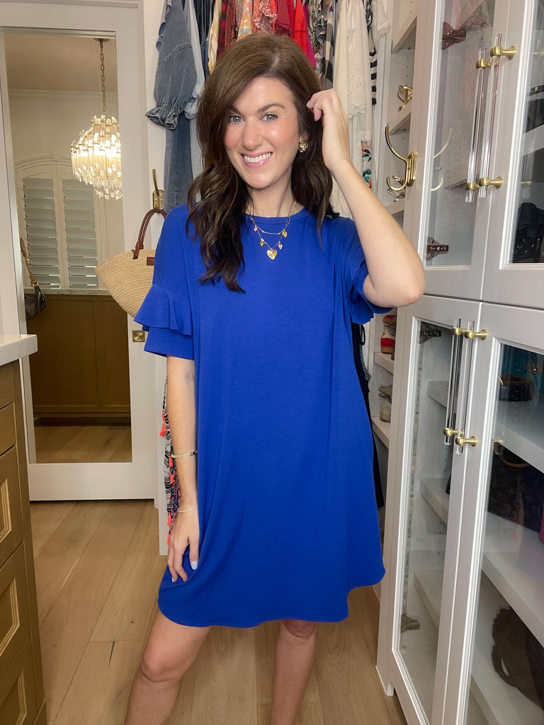 *BELLES & DOORBUSTER* Play it Cool Dress in Royal *Final Sale*