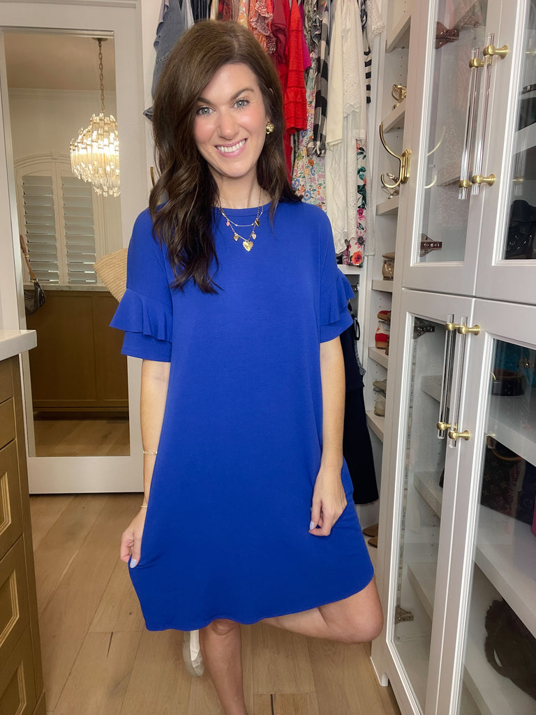 *BELLES & DOORBUSTER* Play it Cool Dress in Royal *Final Sale*