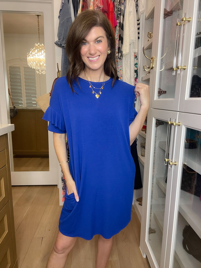*BELLES & DOORBUSTER* Play it Cool Dress in Royal *Final Sale*