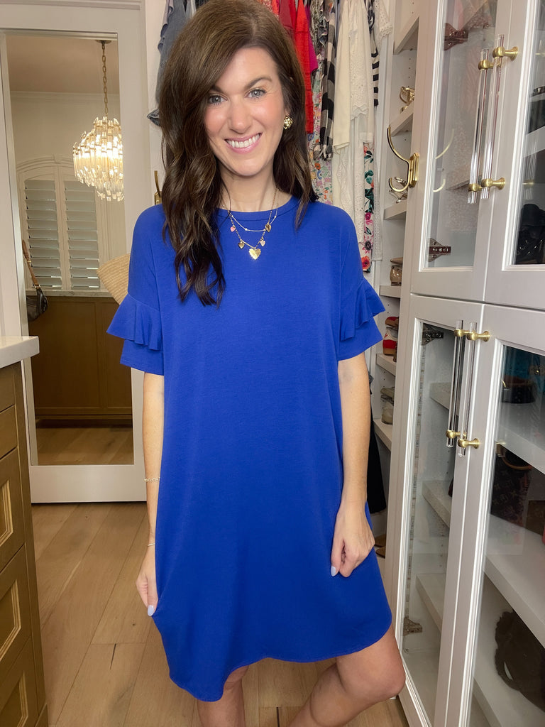 *BELLES & DOORBUSTER* Play it Cool Dress in Royal *Final Sale*