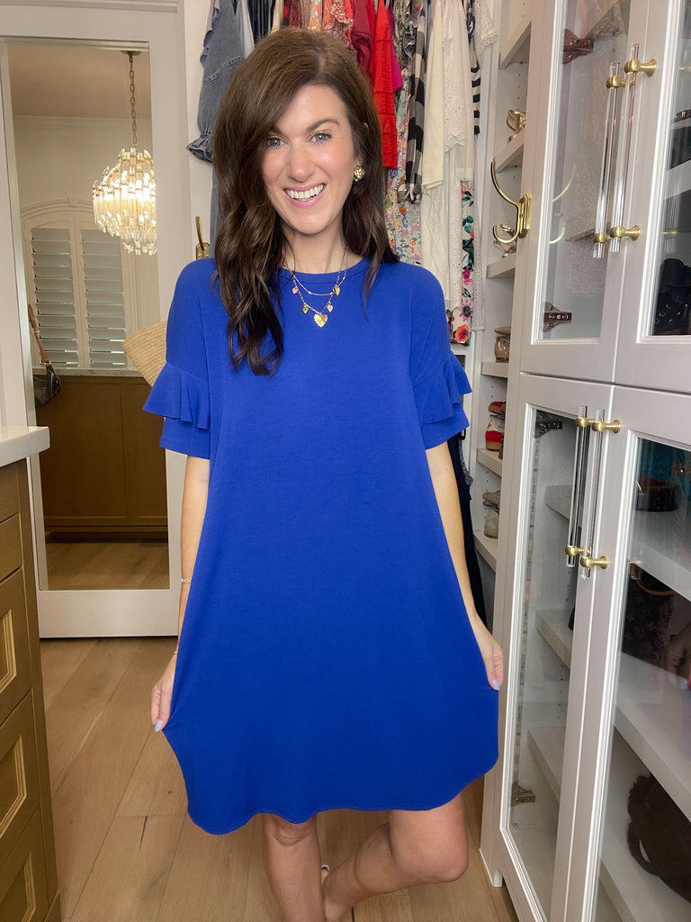 *BELLES & DOORBUSTER* Play it Cool Dress in Royal *Final Sale*