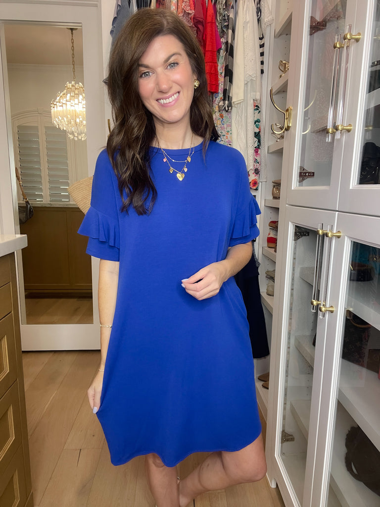 *BELLES & DOORBUSTER* Play it Cool Dress in Royal *Final Sale*