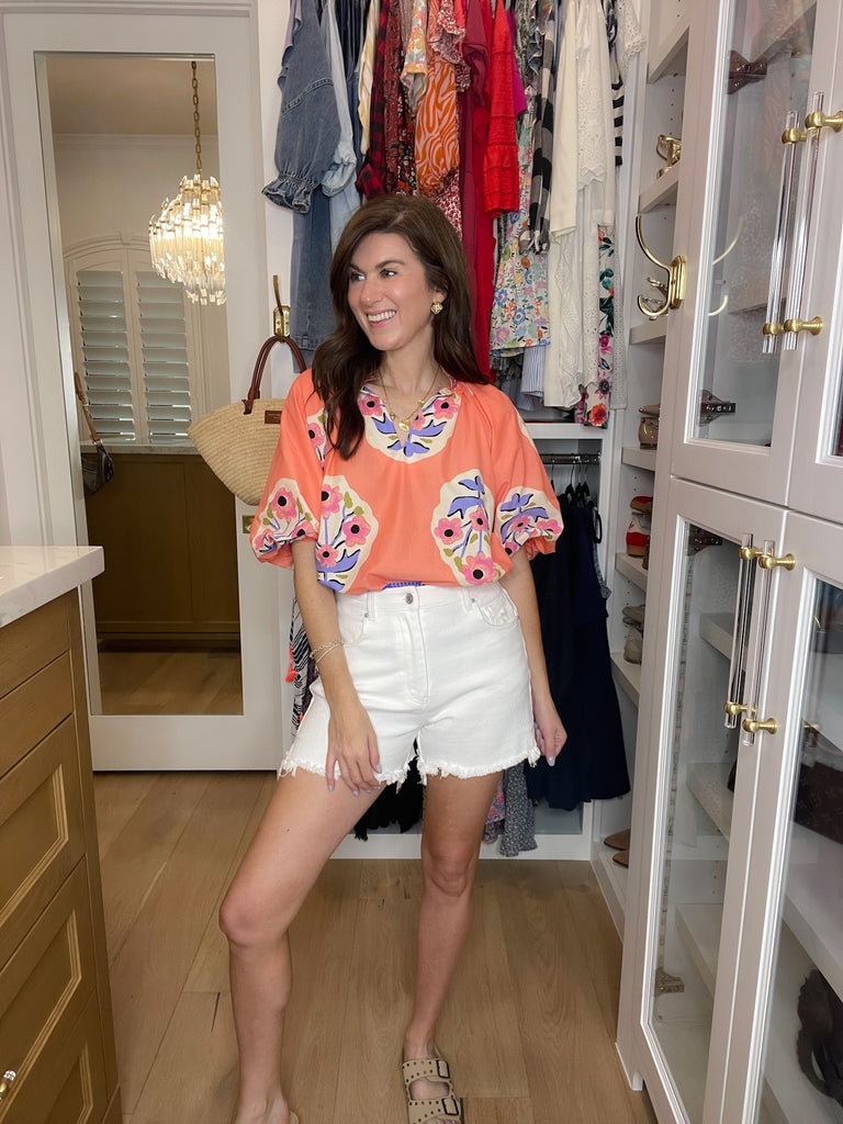 Sunny Side Denim Shorts in White