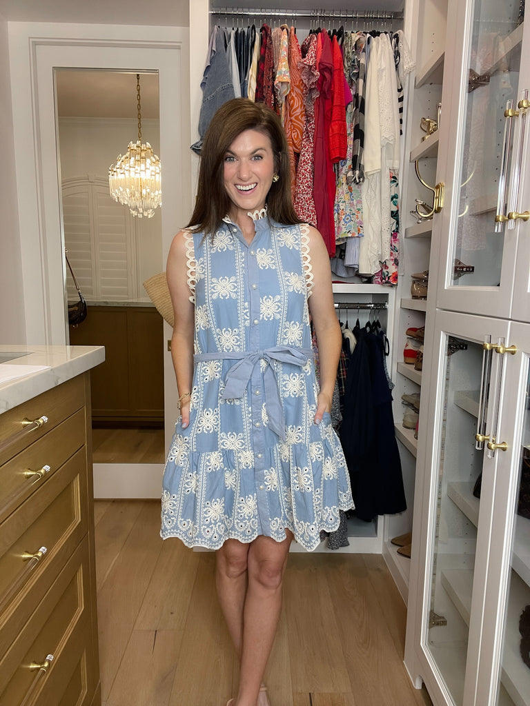 Sunlit Shoreline Embroidered Dress