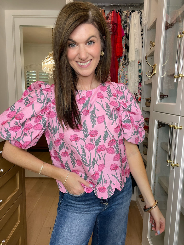 Poppy Crush Puff Sleeve Top