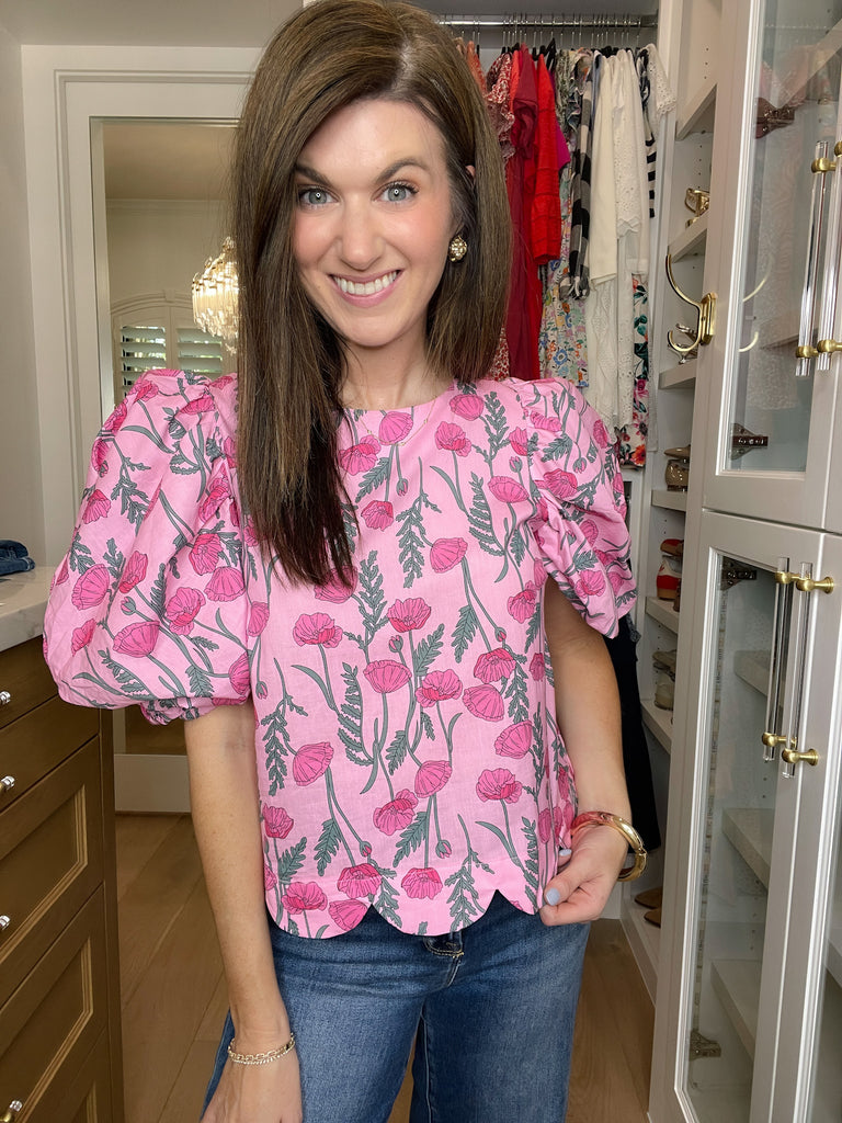 Poppy Crush Puff Sleeve Top