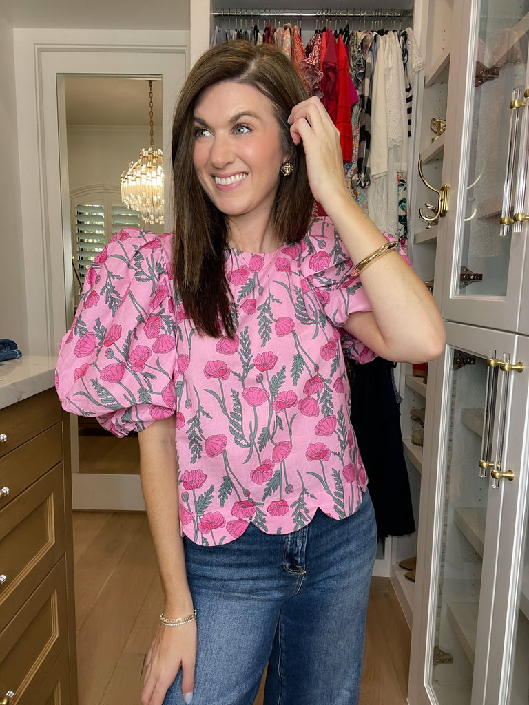 Poppy Crush Puff Sleeve Top