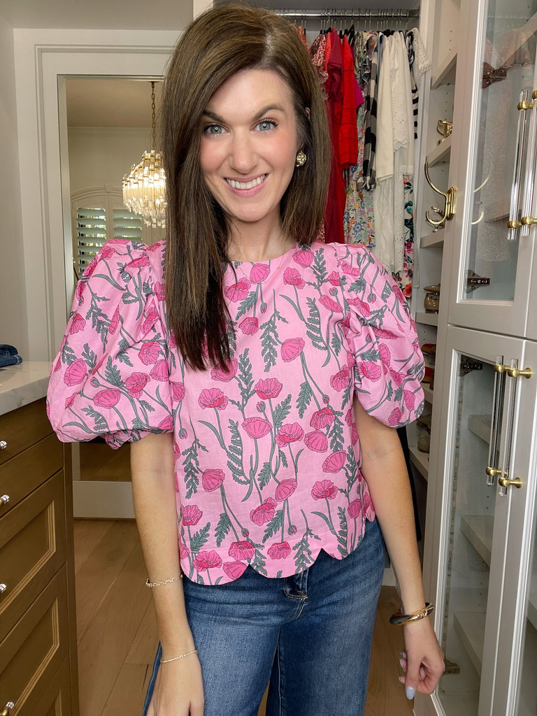 Poppy Crush Puff Sleeve Top