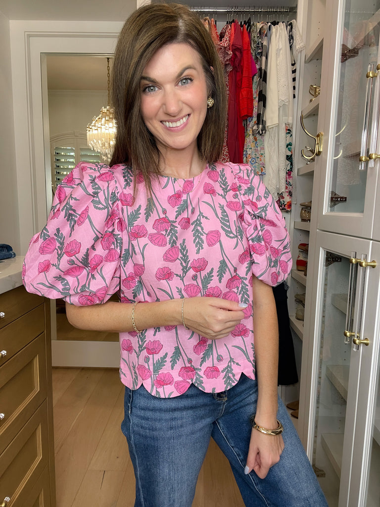 Poppy Crush Puff Sleeve Top