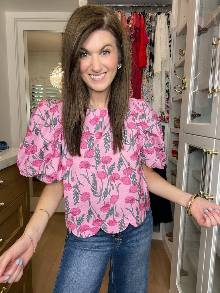 Poppy Crush Puff Sleeve Top