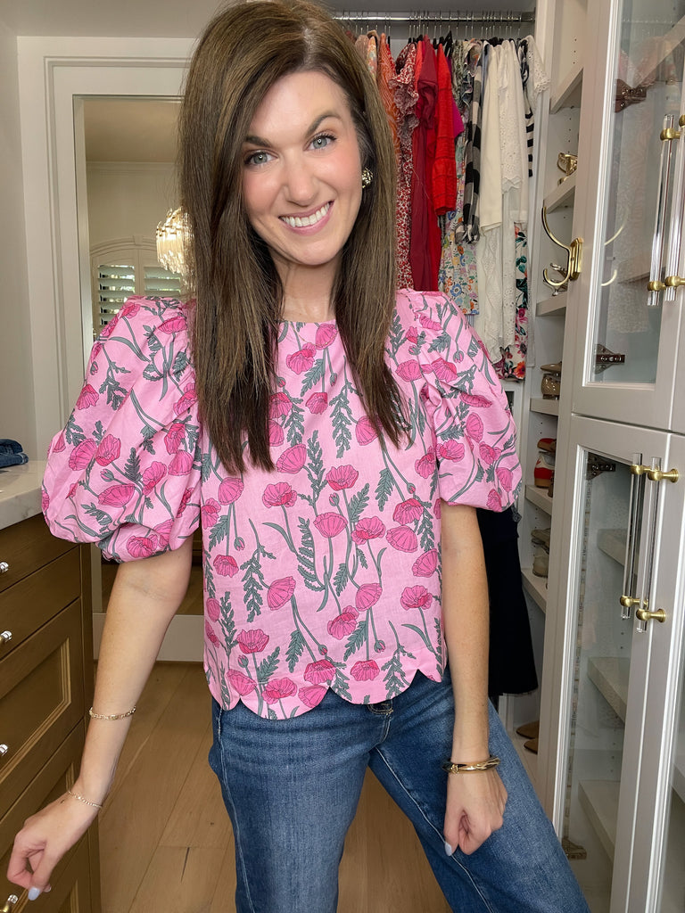 Poppy Crush Puff Sleeve Top