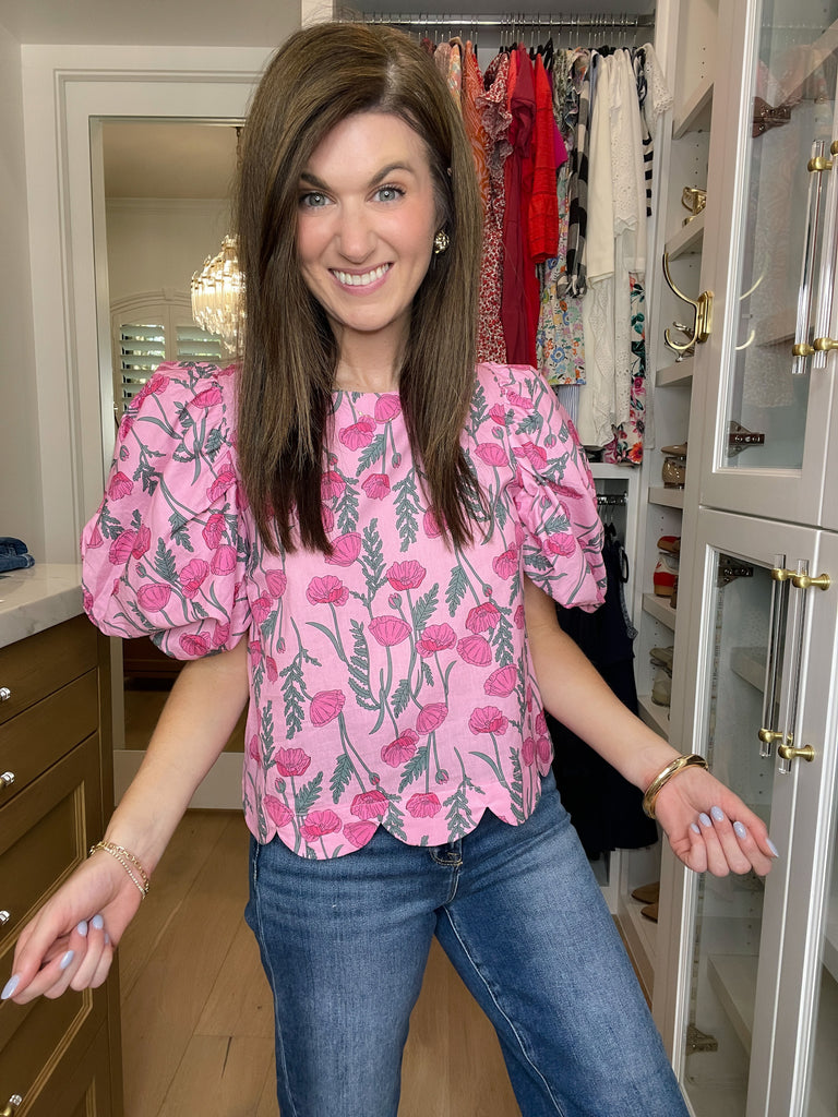 Poppy Crush Puff Sleeve Top