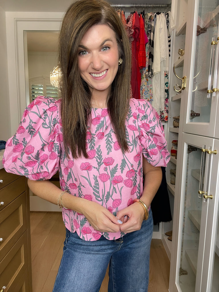 Poppy Crush Puff Sleeve Top