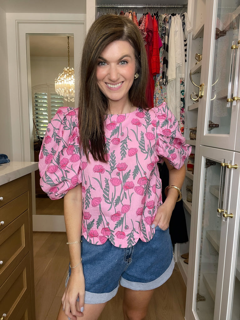 Poppy Crush Puff Sleeve Top