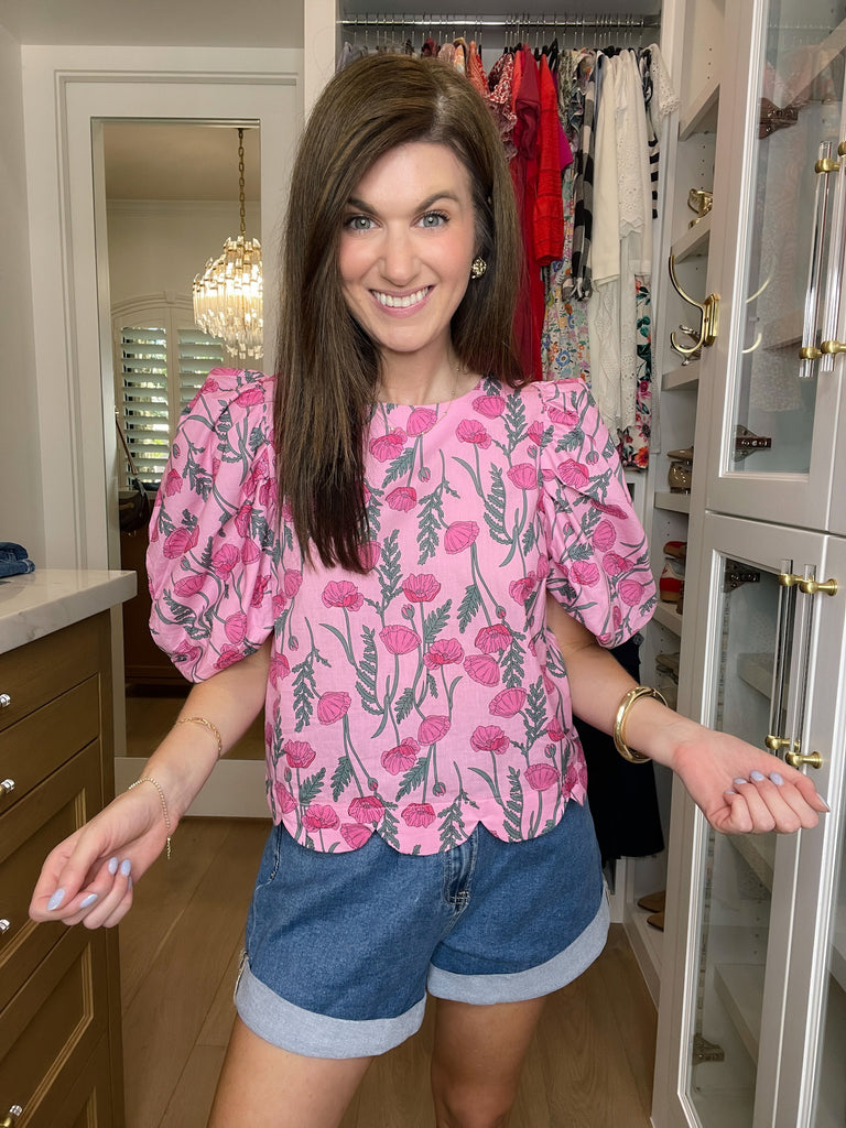 Poppy Crush Puff Sleeve Top