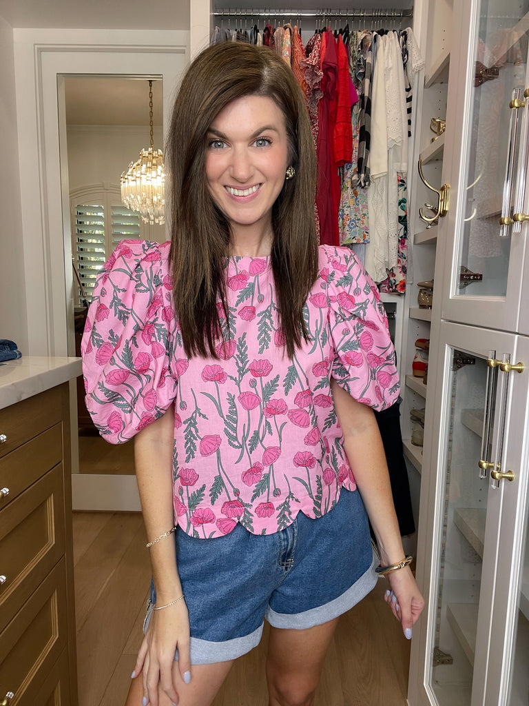 Poppy Crush Puff Sleeve Top