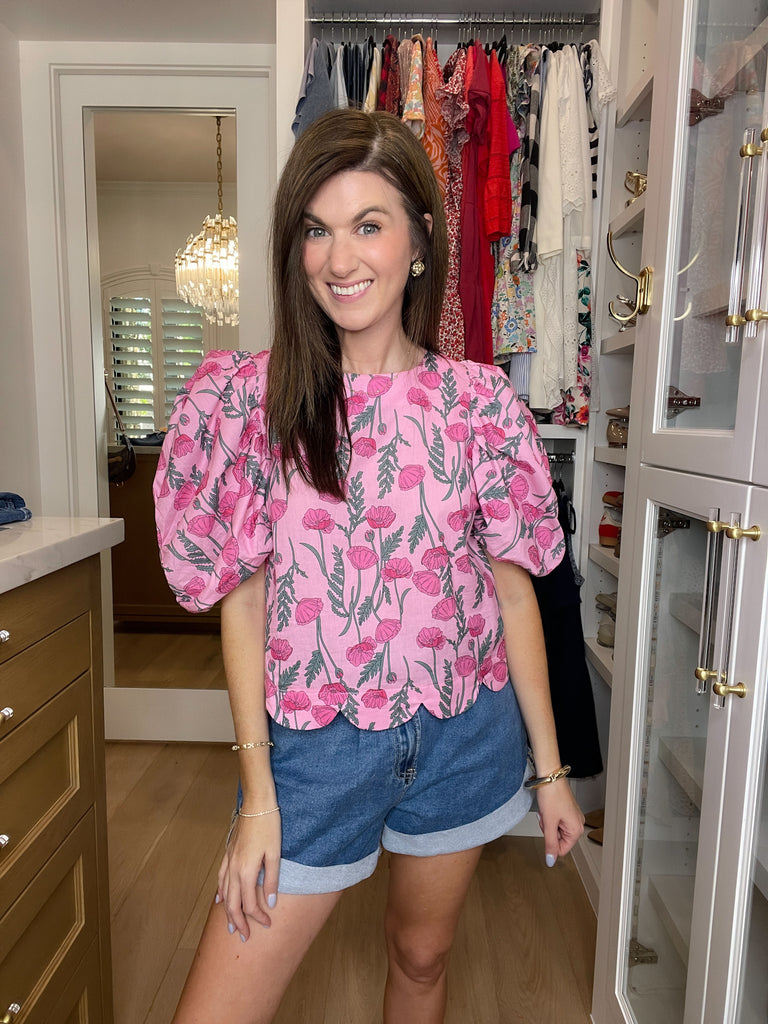 Poppy Crush Puff Sleeve Top