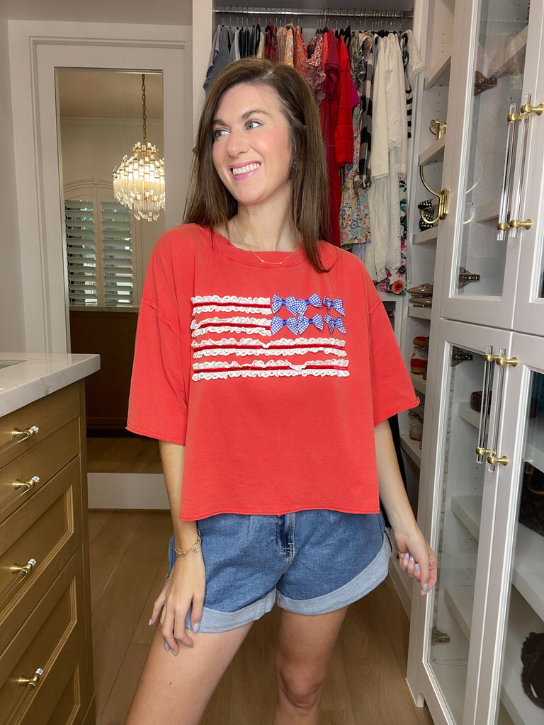 Red, White & Ruffled Tee