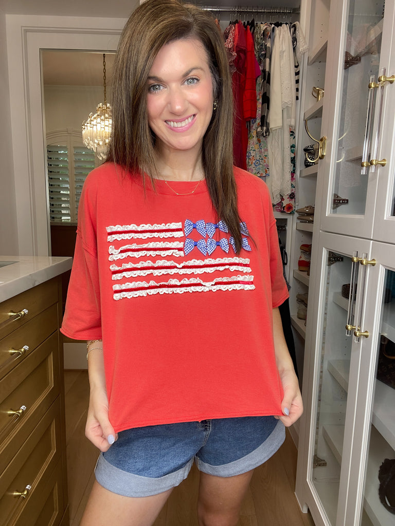 Red, White & Ruffled Tee