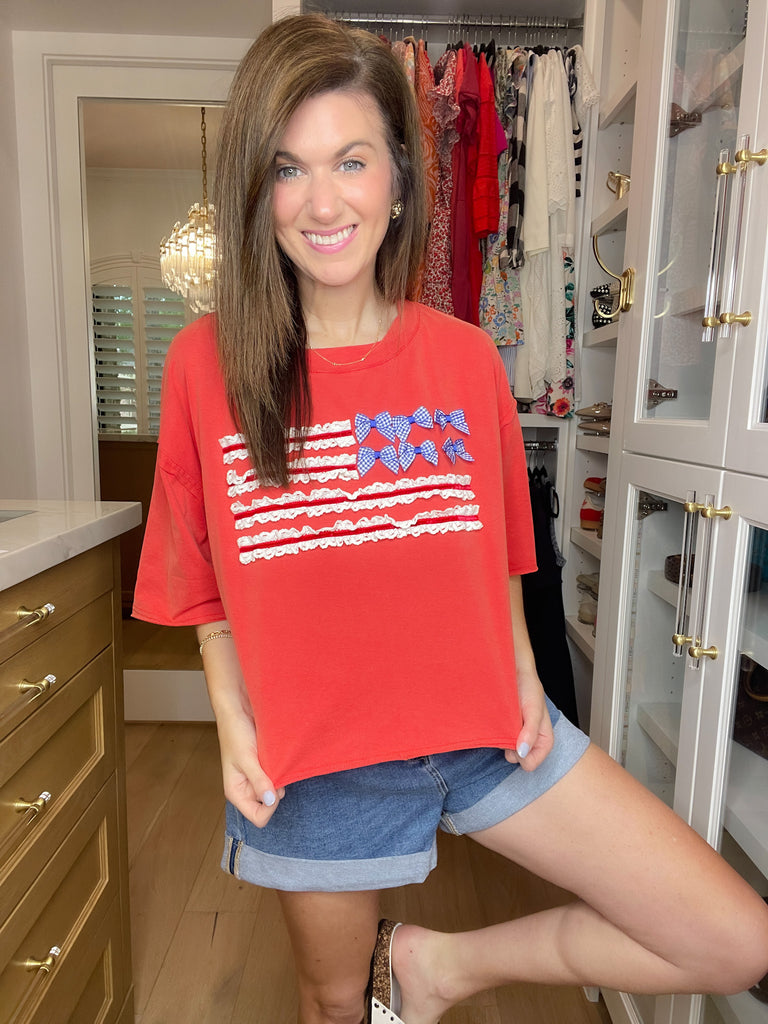 Red, White & Ruffled Tee