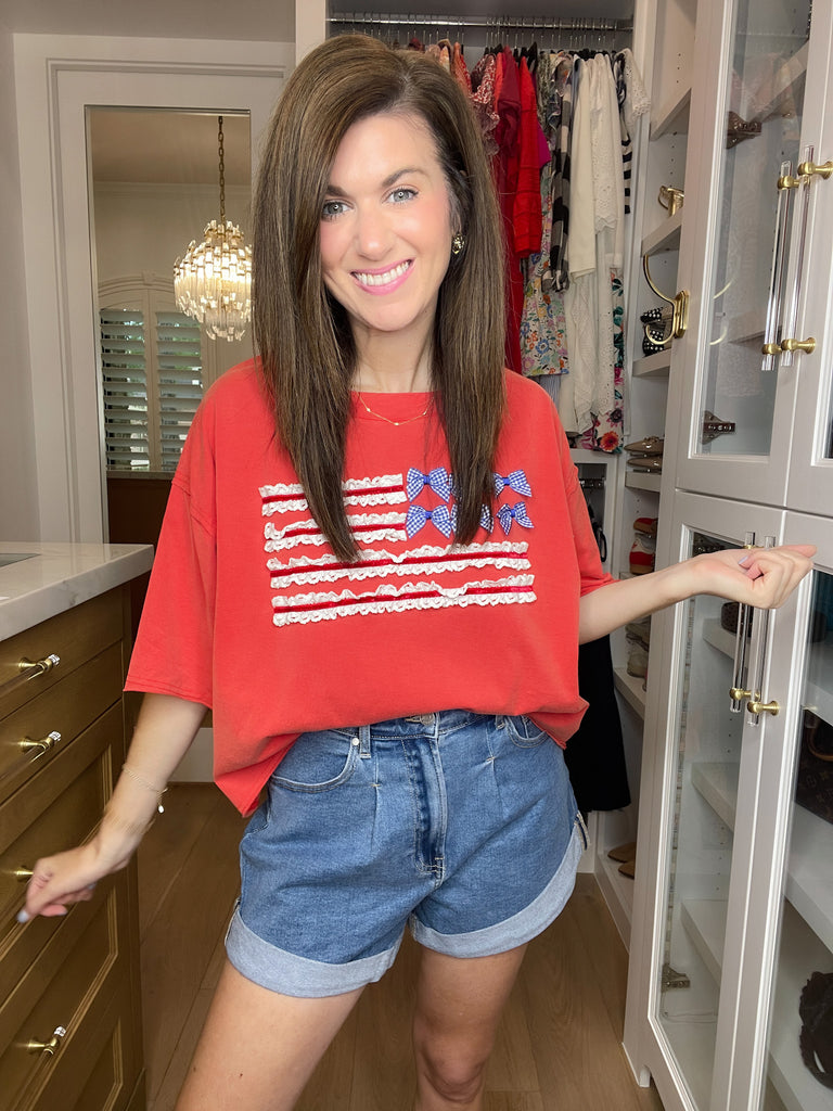 Red, White & Ruffled Tee