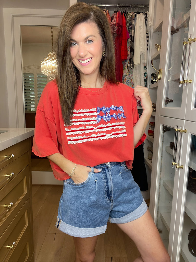 Red, White & Ruffled Tee