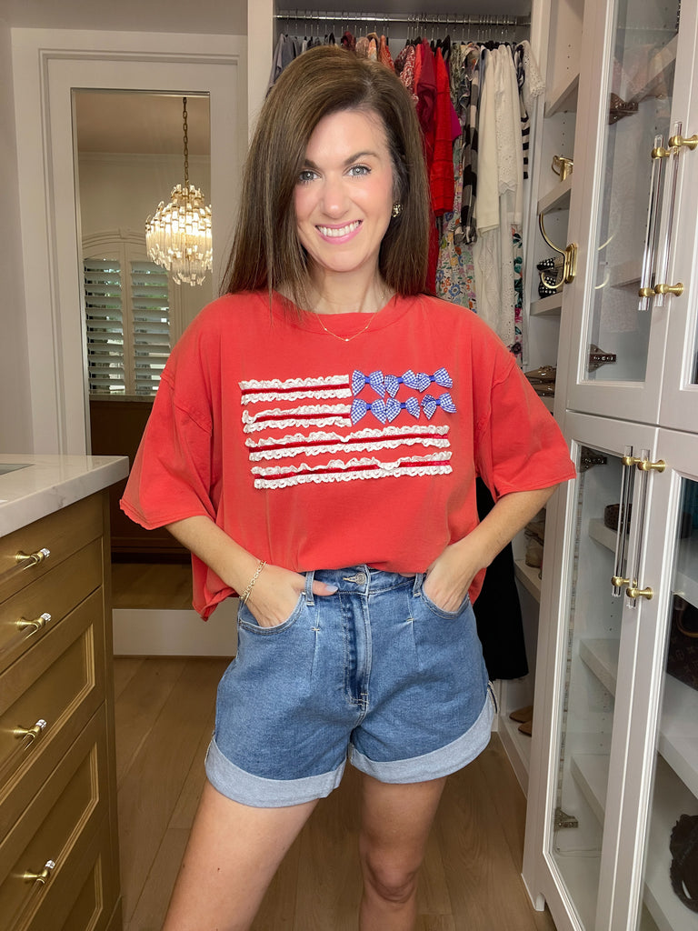 Red, White & Ruffled Tee