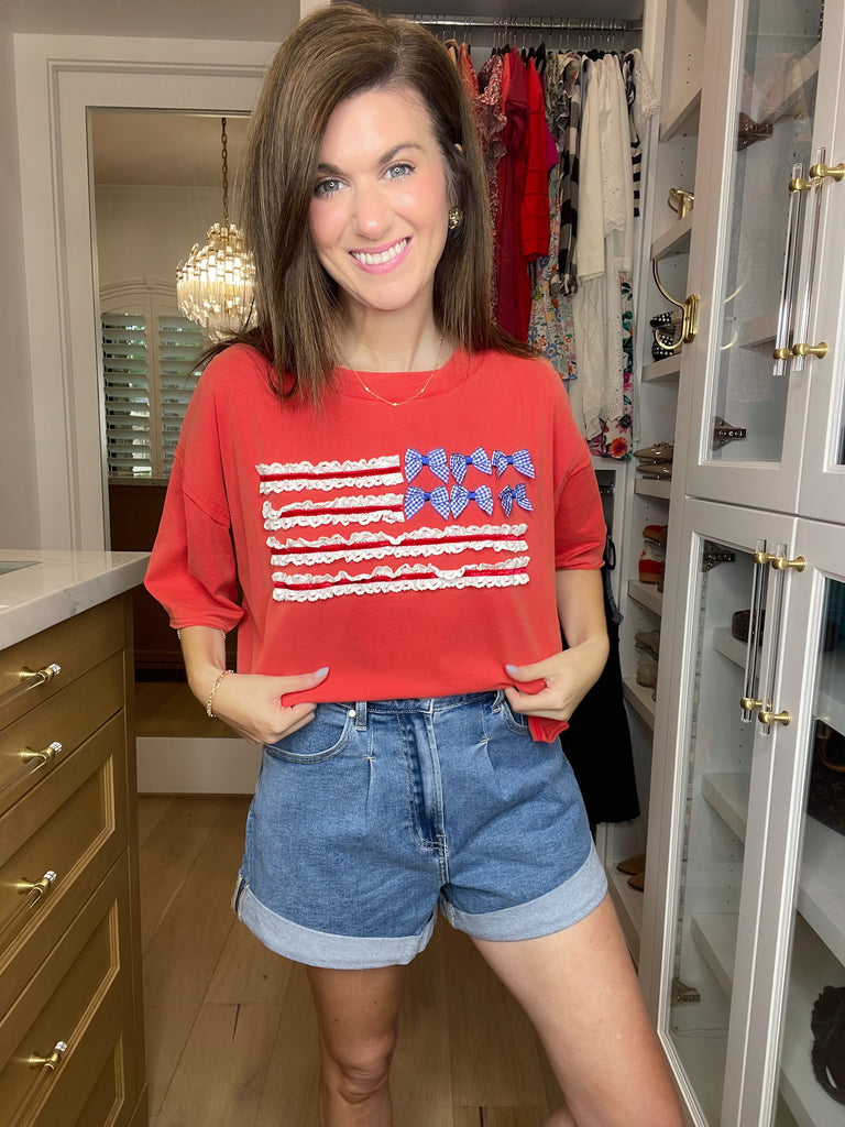 Red, White & Ruffled Tee