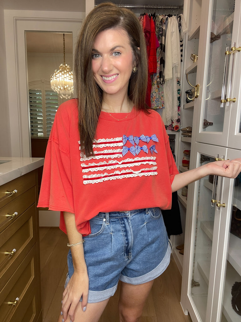 Red, White & Ruffled Tee