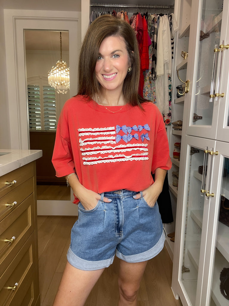 Red, White & Ruffled Tee