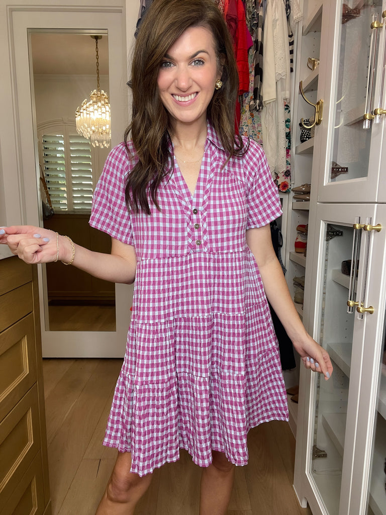 True Delight Gingham Dress in Purple