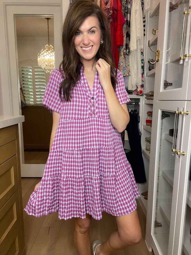 True Delight Gingham Dress in Purple
