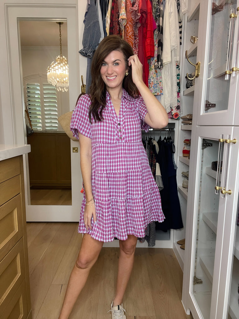 True Delight Gingham Dress in Purple