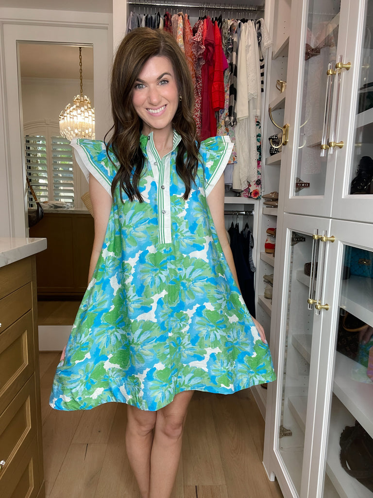 Aqua Blooms Dress