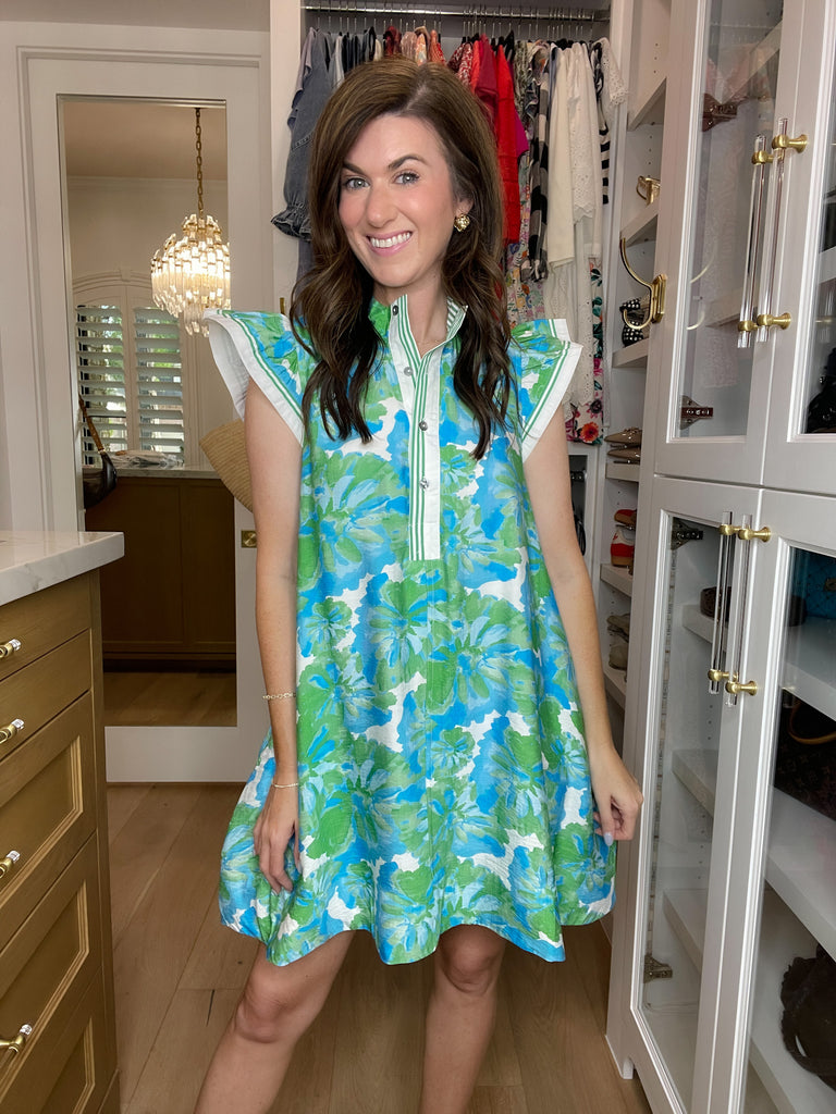 Aqua Blooms Dress