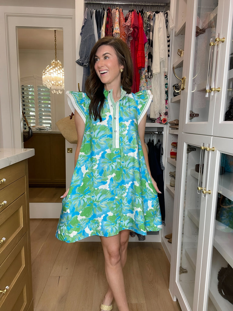 Aqua Blooms Dress