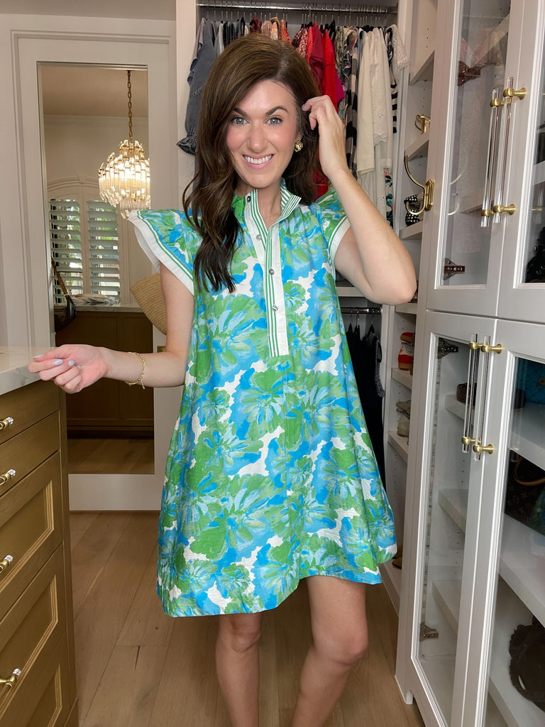 Aqua Blooms Dress