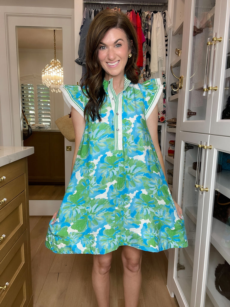 Aqua Blooms Dress